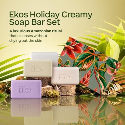 Natura - Holiday Creamy Soap Set – 4 Nourishing Amazonian Soap Bars – Brazil Nut, Passion Fruit, açaí & Pitanga – Vegan Body Care Gift – Gen