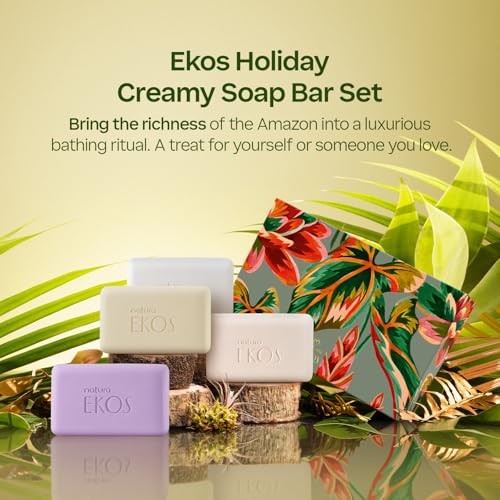 Natura - Holiday Creamy Soap Set – 4 Nourishing Amazonian Soap Bars – Brazil Nut, Passion Fruit, açaí & Pitanga – Vegan Body Care Gift – Gen