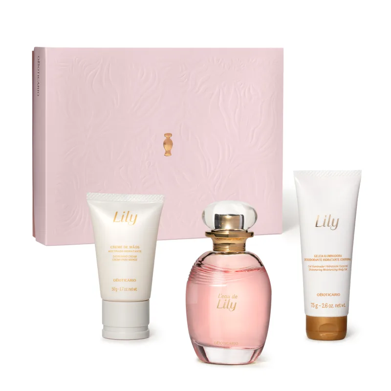 Kit Leau de Lily Soleil com Leau de Lily 75 ml + Lily Geleia iluminadora 75ml + Lily creme de mãos 50g