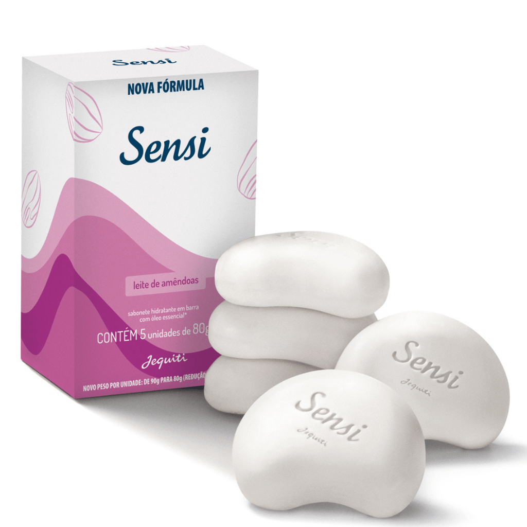 Sabonete  Jequiti Sensi  com 5 unid de 80g cada Leite de Amêndoas