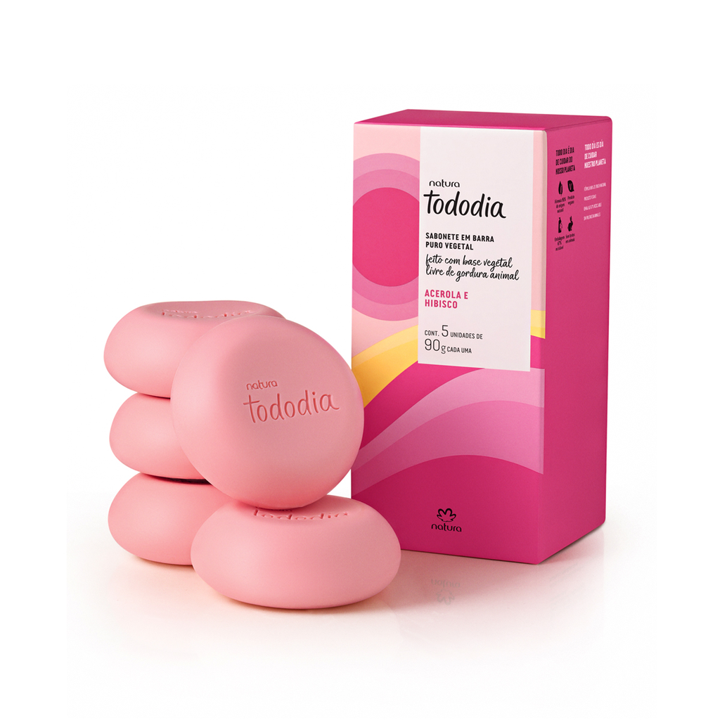Sabonete em Barra Tododia Acerola e Hibisco com 5 un. de 90g cada