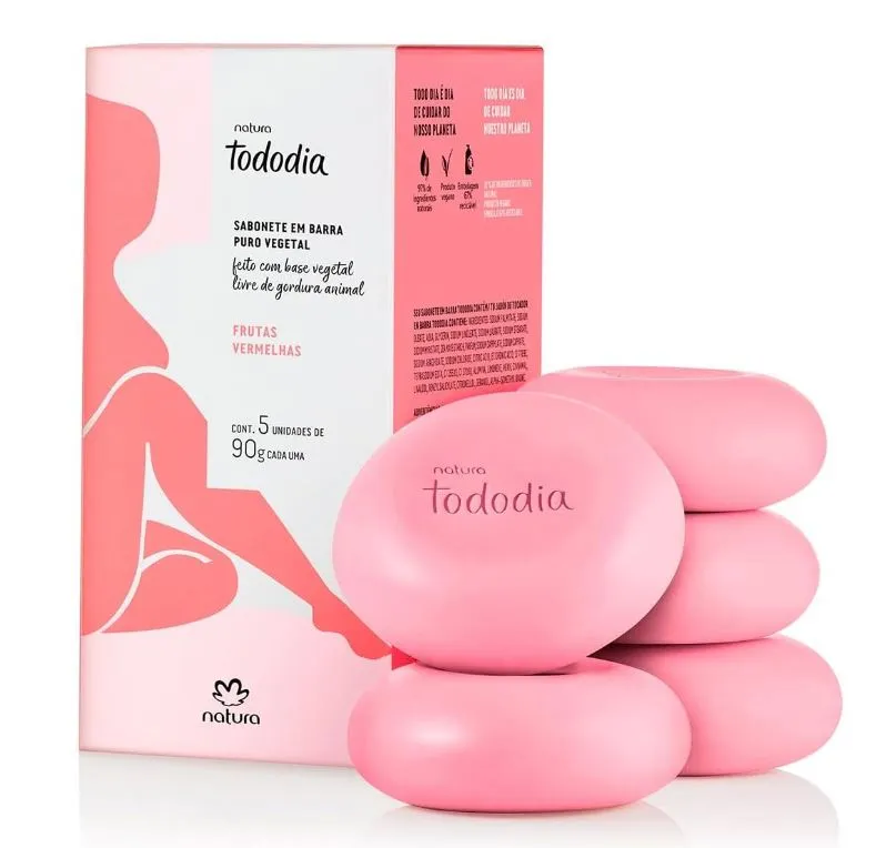 Sabonete em Barra Tododia Frutas Vermelhas com 5 un. de 90g cada