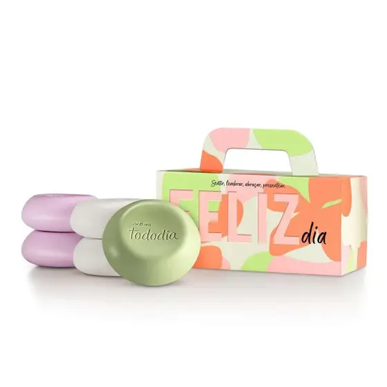 Sabonete Tododia Feliz Dia Macadâmia/ Alecrim e Sálvia/ Avelã e Cassis 5 un. de 90g cada