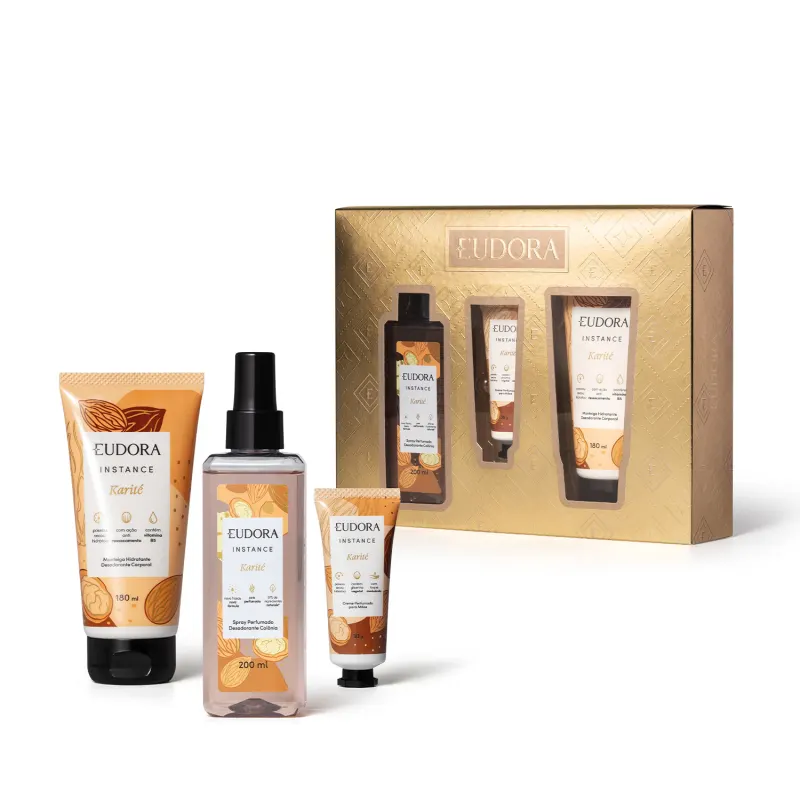 Kit Instance Karité Body Spray 200ml + Hidratante Corporal 180ml + Creme de Mãos 30g