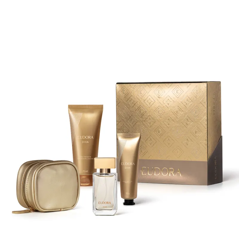 Kit Diva Colônia 30ml + Hidratante Corporal 75ml + Creme de Mãos 50g + Nécessaire